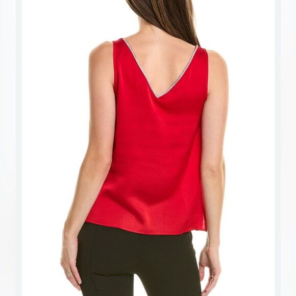 Vince Camuto V-Neck Sleeveless Rhinestone Trim Satin Tank Top Size 3X - Picture 3 of 4